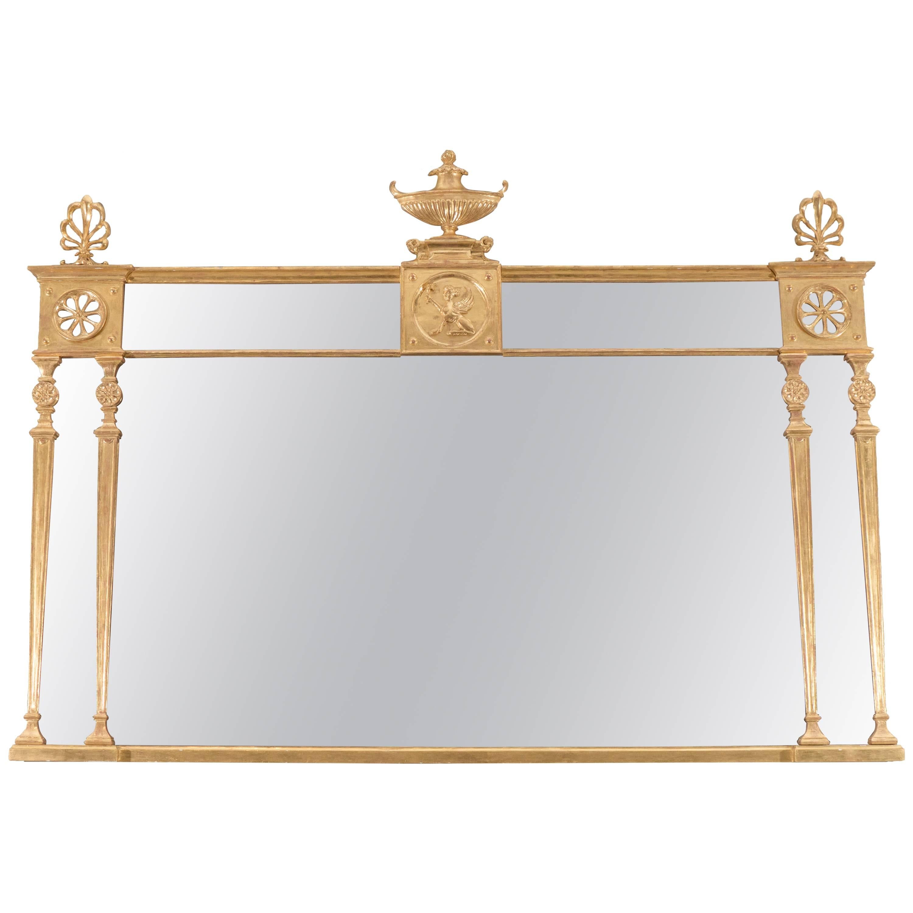 Giltwood Overmantel Mirror from a Drawing by Robert Adam in the Soane Collection For Sale