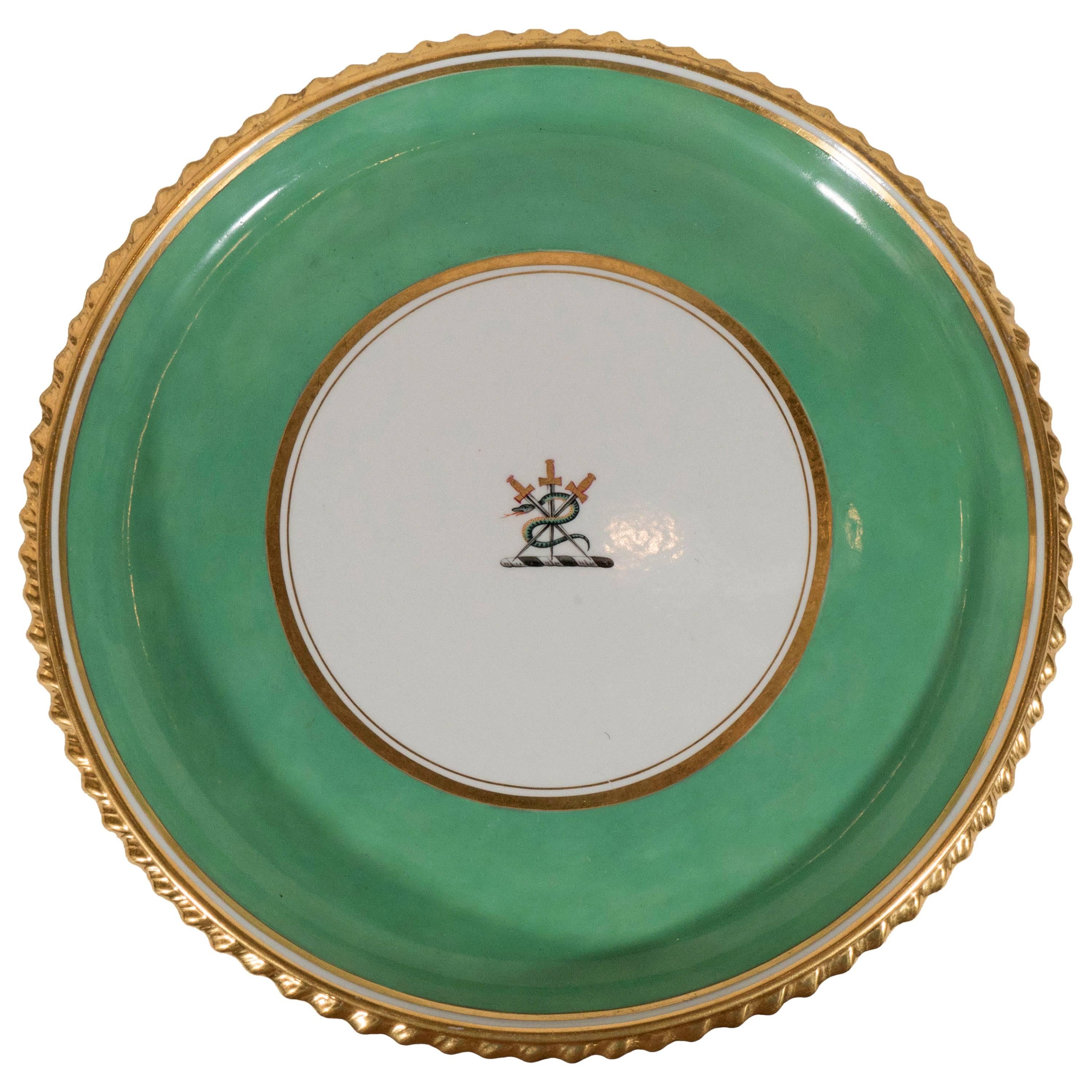 A Worcester Cake Plate with the Armorial Crest of the Family of Crosbie