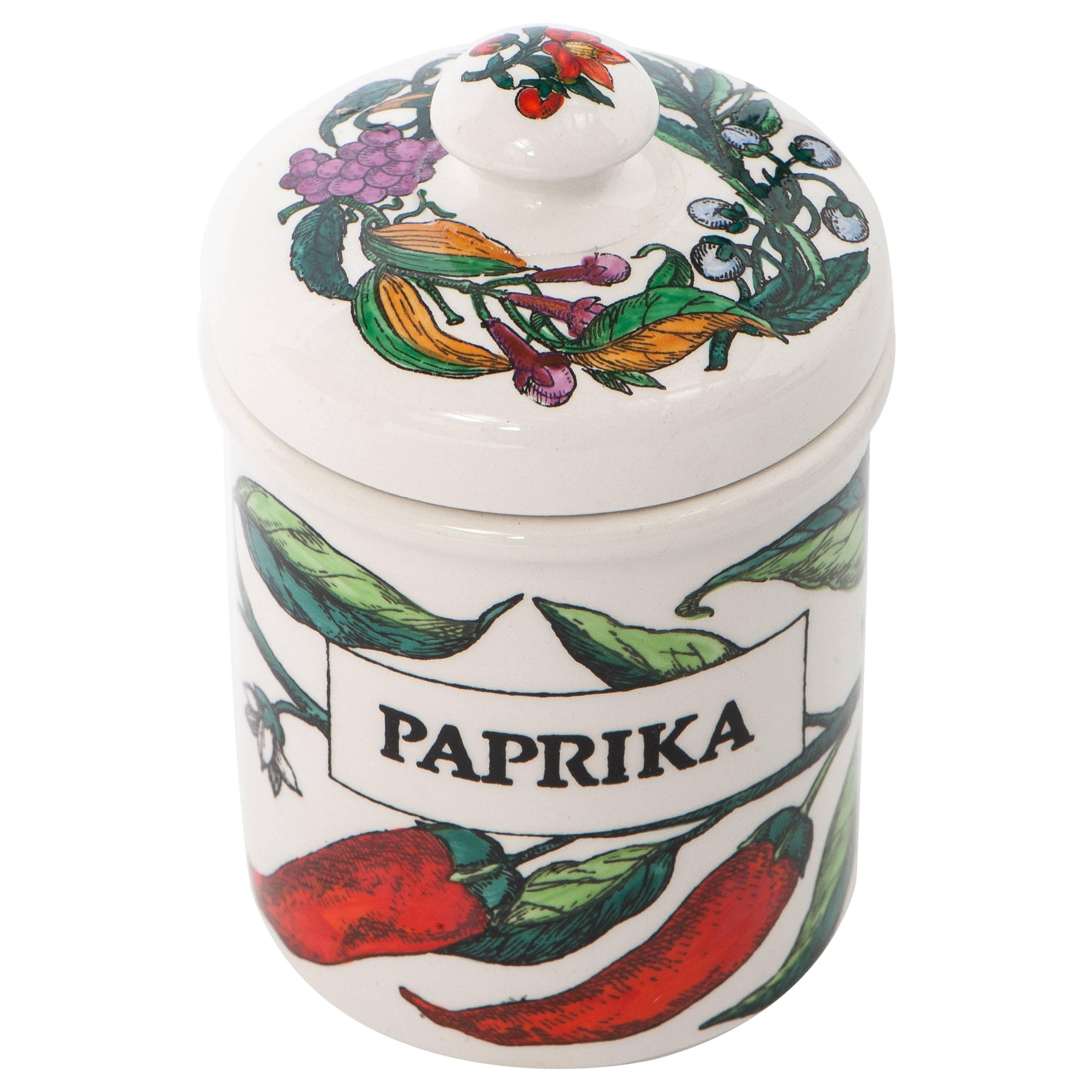 Piero Fornasetti porcelain paprika jar with cover, Italy circa 1960 For Sale