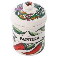 Piero Fornasetti porcelain paprika jar with cover, Italy circa 1960