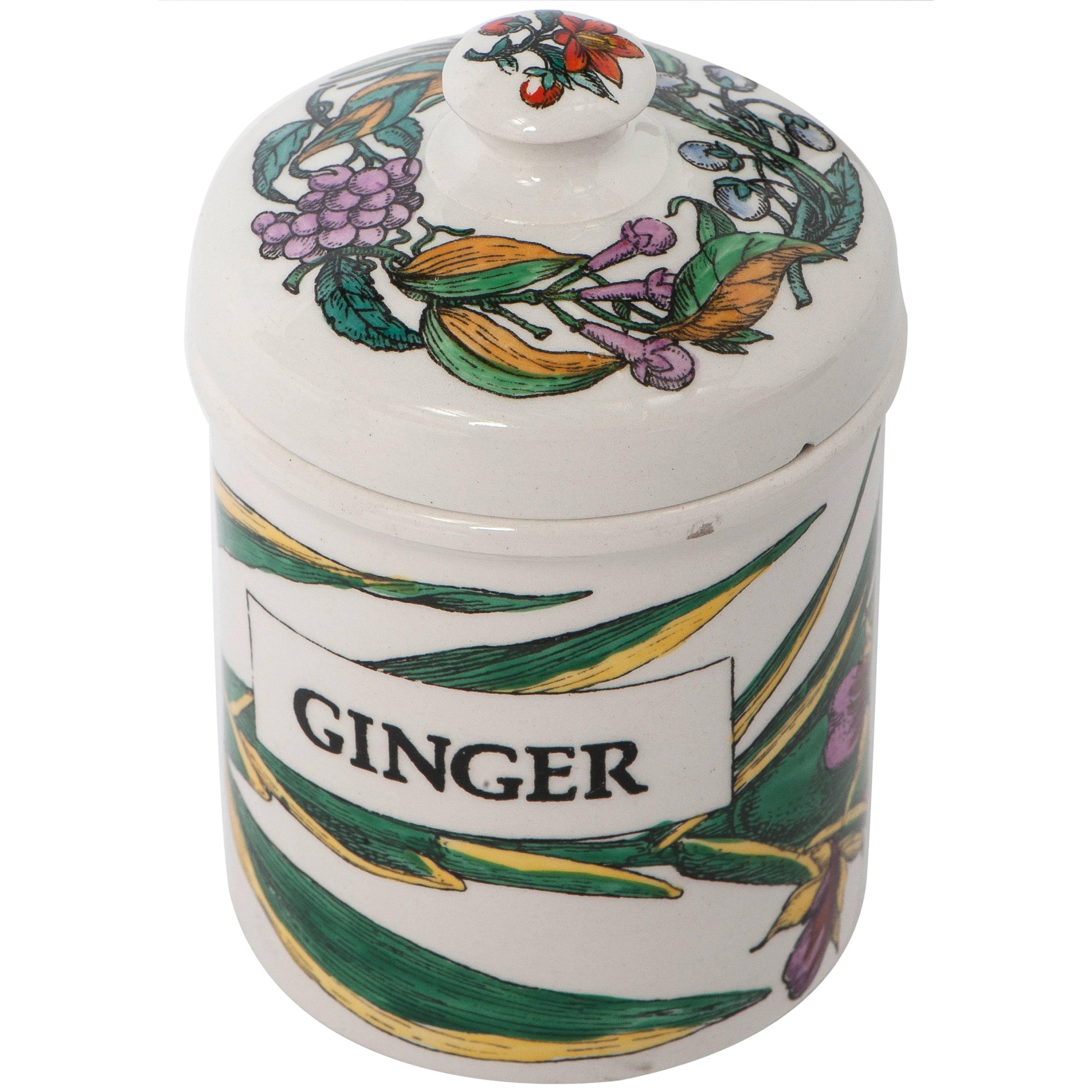 Piero Fornasetti porcelain ginger jar with cover, Italy circa 1960 For Sale
