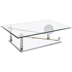 Lucite and Brass Golf Club Coffee Table