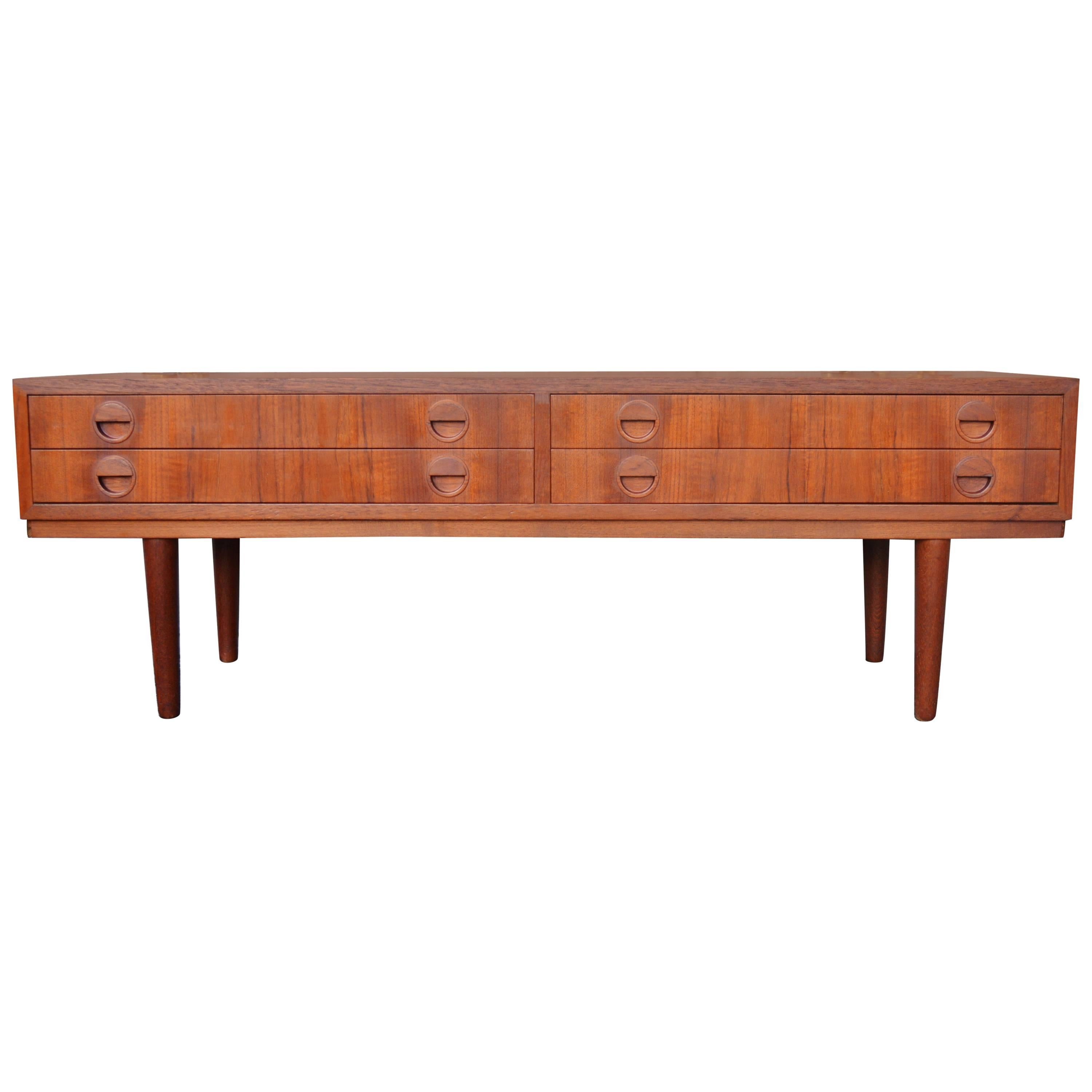 Teak Four-Drawer Console Table or TV Stand by Poul Hundevad