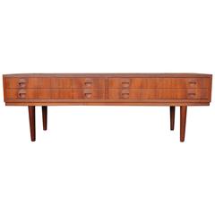 Teak Four-Drawer Console Table or TV Stand by Poul Hundevad