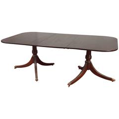 Double Pedestal Dining Table/ One Leaf
