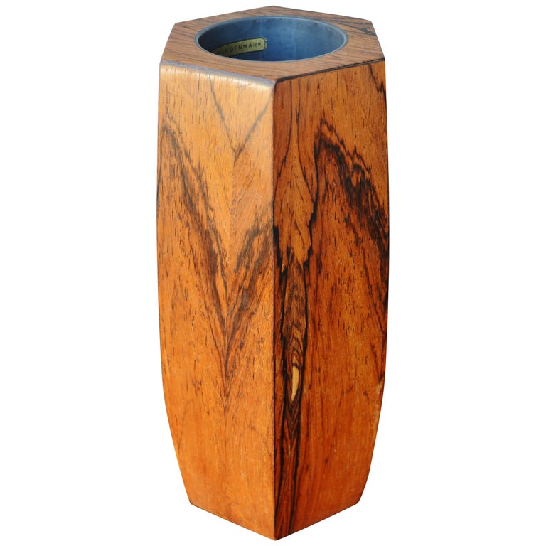 Danish Modern Rosewood Hexagonal Vase For Sale at 1stDibs