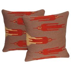 Vintage Pair of Chimayo Pillows with Birds