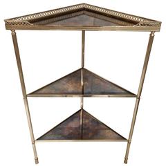 Silver Corner Table with Shelves Attributed to Maison Jansen