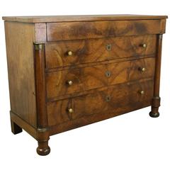 Antique French Empire Walnut Commode, Bronze Accents 11