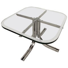 Midcentury Chrome Base and Glass-Top End Table