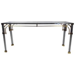 Mid-Century Modern Hall Table in Chrome and Brass