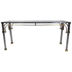 Mid-Century Modern Chrome and Brass Console Table 1