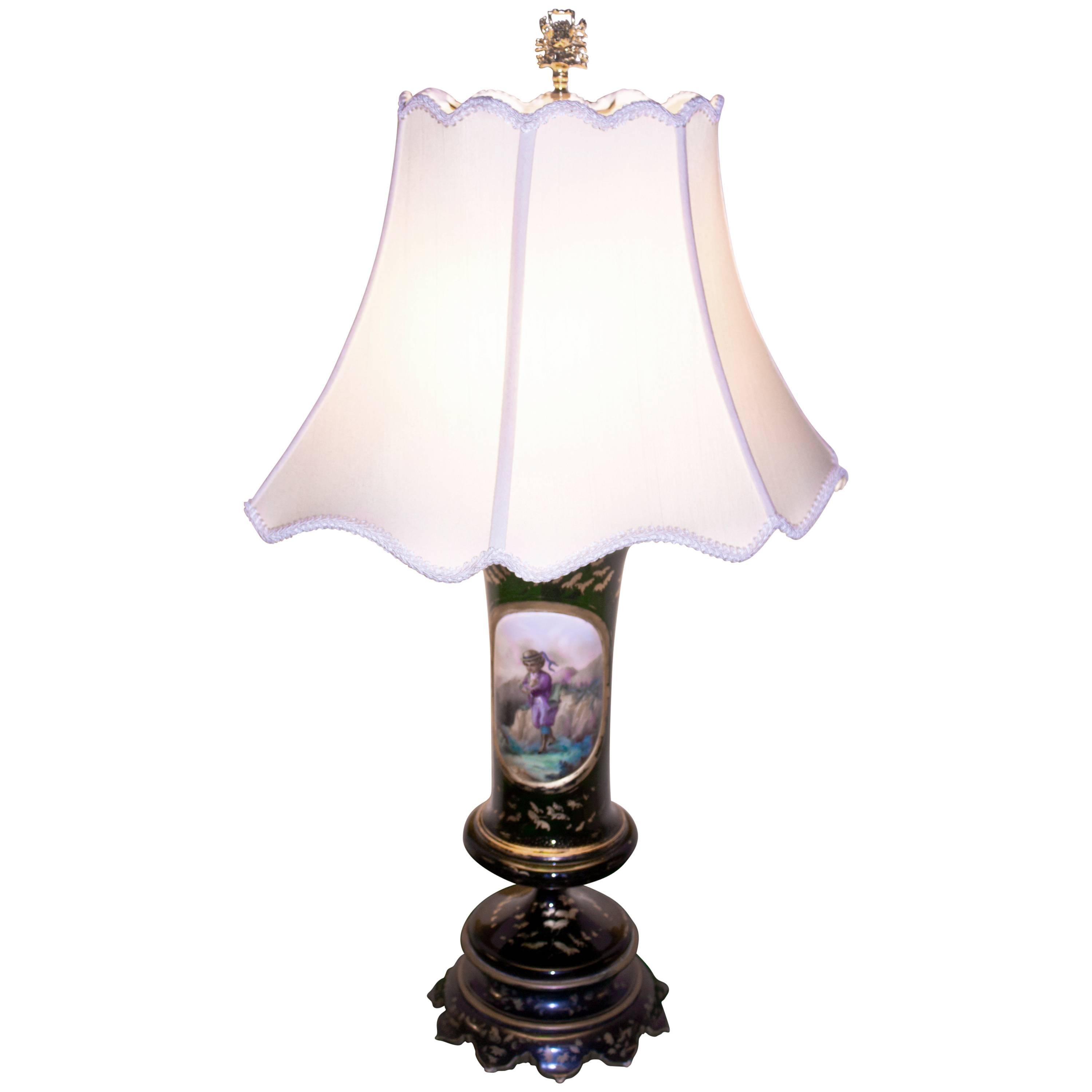 19th century Austrian Art Glass Lamp For Sale