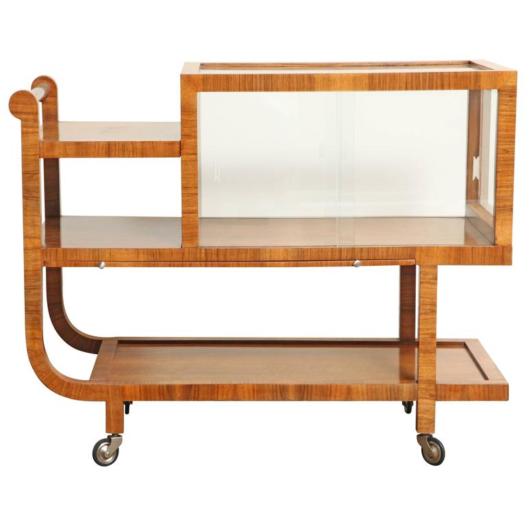 Art Deco Walnut Bar Cart at 1stDibs