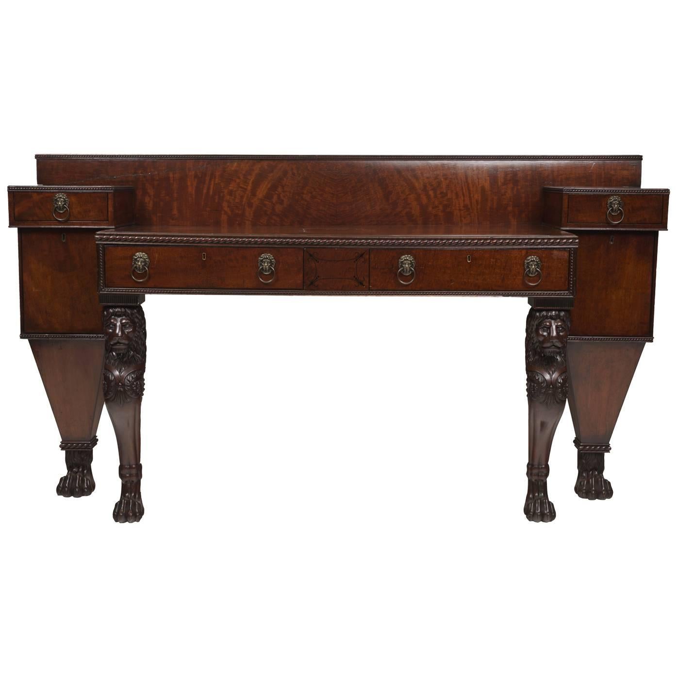 Mack, Williams and Gibton Mahogany Sideboard with Lion Monopodium Legs For Sale