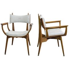 Carpathian Elm and Upholstered Chairs by Harold Schwartz