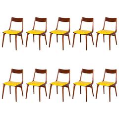 Erik Christensen Boomerang Dining Chairs, Set of Ten