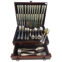 Old Italian 800 Silver Flatware Dinner Set for 12 Service 101 Pieces, Italy