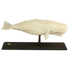 Carved and Painted White Whale by Frank Finney