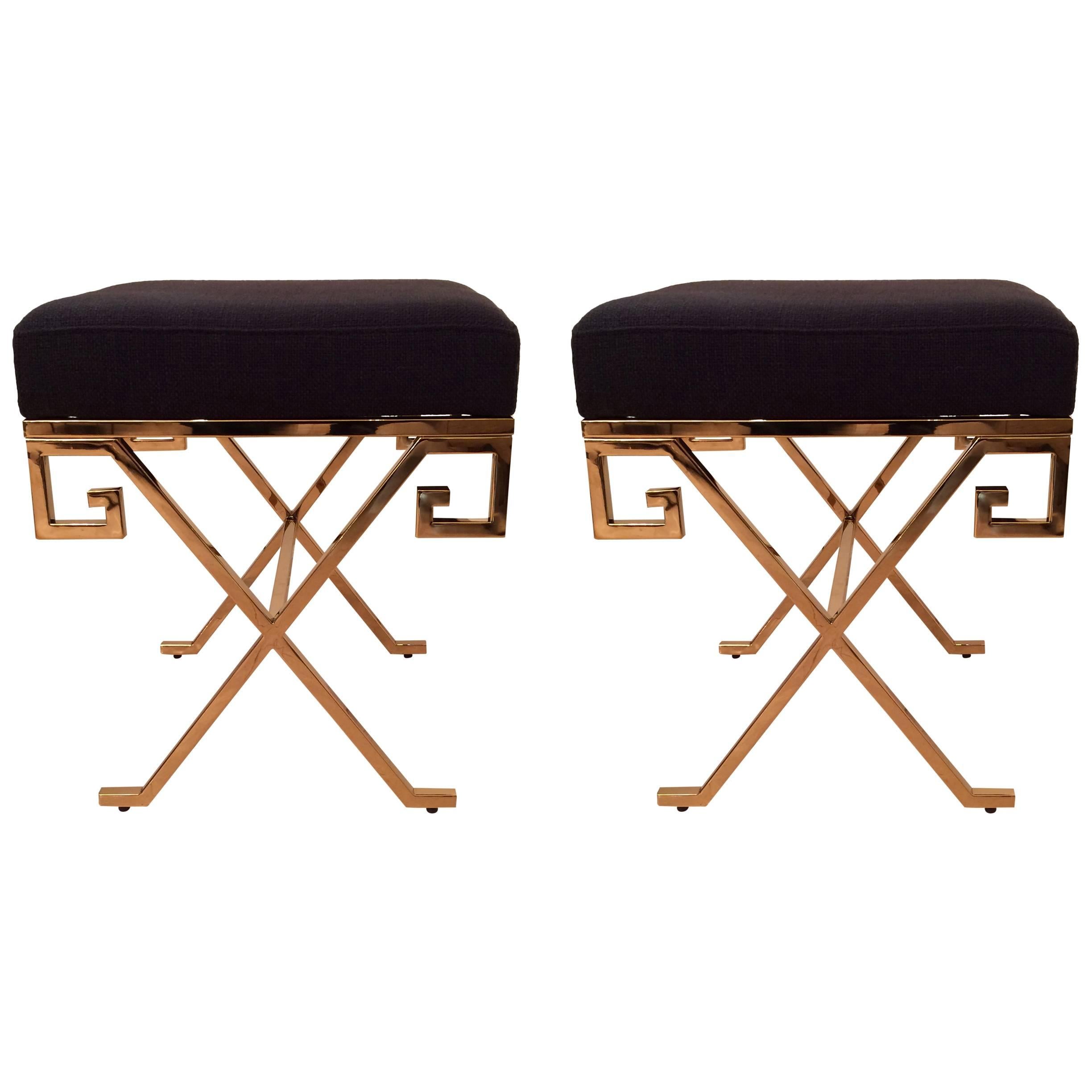 Pair of Gold Stools For Sale