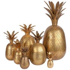 Set of seven mid century brass pineapples