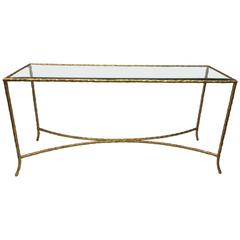 Currey and Co Gold Rope Metal Console Table