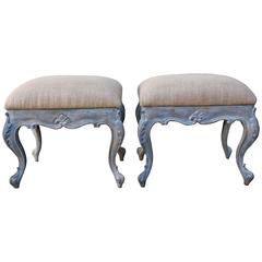 Pair of Louis XV Style Painted Benches