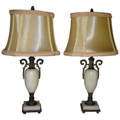 Antique 19th Century Neoclassic French Marble Lamps
