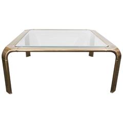 Vintage 1970s Brass and Glass Waterfall Coffee Table by John Widdicomb