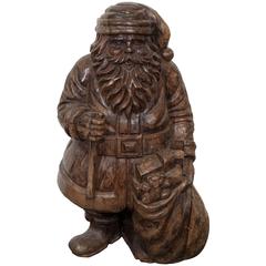 Early 20th Century Carved Santa Claus Figure in Solid Wood