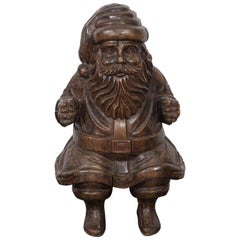Antique Early 20th Century Carved Santa Claus Figure in Solid Wood