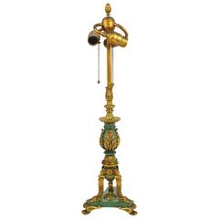 Empire Style Gilt Bronze and Painted Table Lamp
