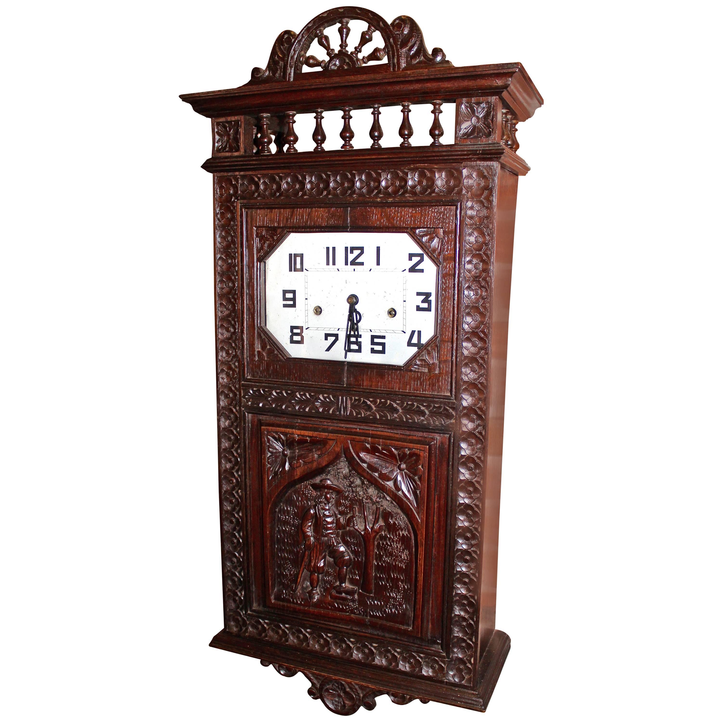 Rare Dual Chime French Brittany Style Wall Clock For Sale