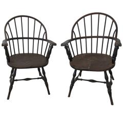 Vintage Pair of 1930s Iron Windsor Chairs