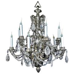 Antique French Louis XVI Style Silvered Bronze and Cut Rock Crystal Chandelier 11