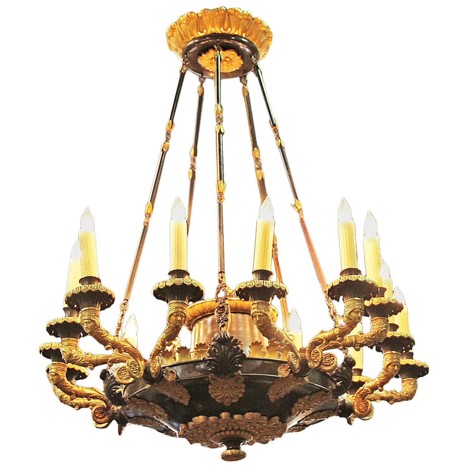 19th Century Gilt Bronze French Charles X Fifteen-Light Chandelier For Sale