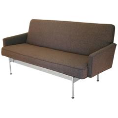 Mid-Century Sofa or Settee with Exposed Chrome Frame