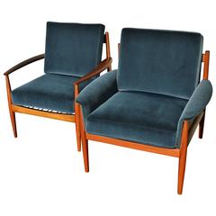 Vintage Two Restored Grete Jalk Lounge Chairs