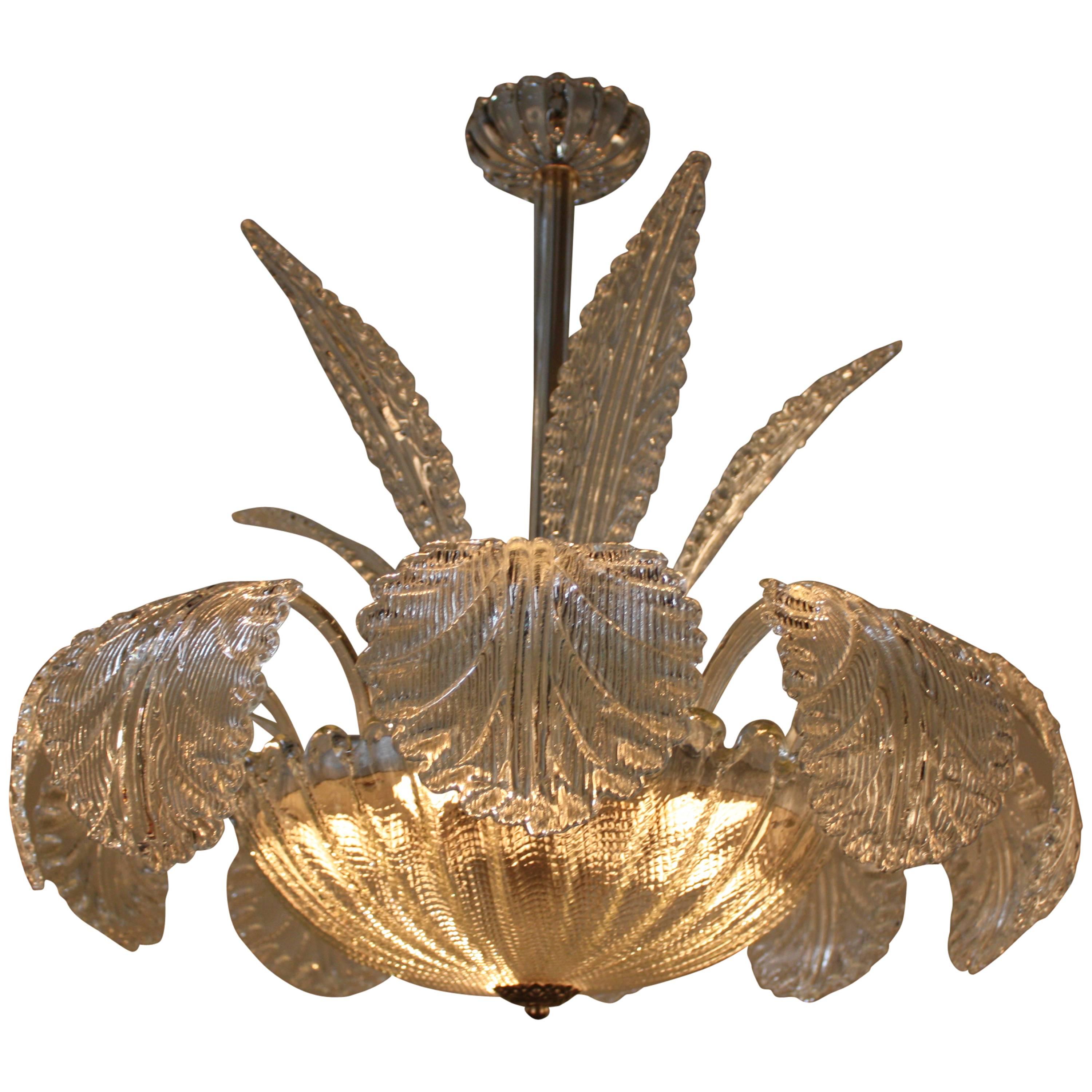 Mid-Century Barovier & Toso Murano Glass Chandelier