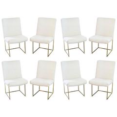 Set of Eight Milo Baughman for Thayer Coggin Brass Floating Dining Chairs