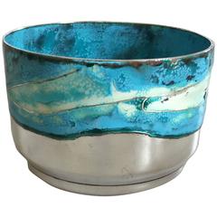 Anton Michelsen Sterling Silver with Enamel Bowl by Inger Hanmann