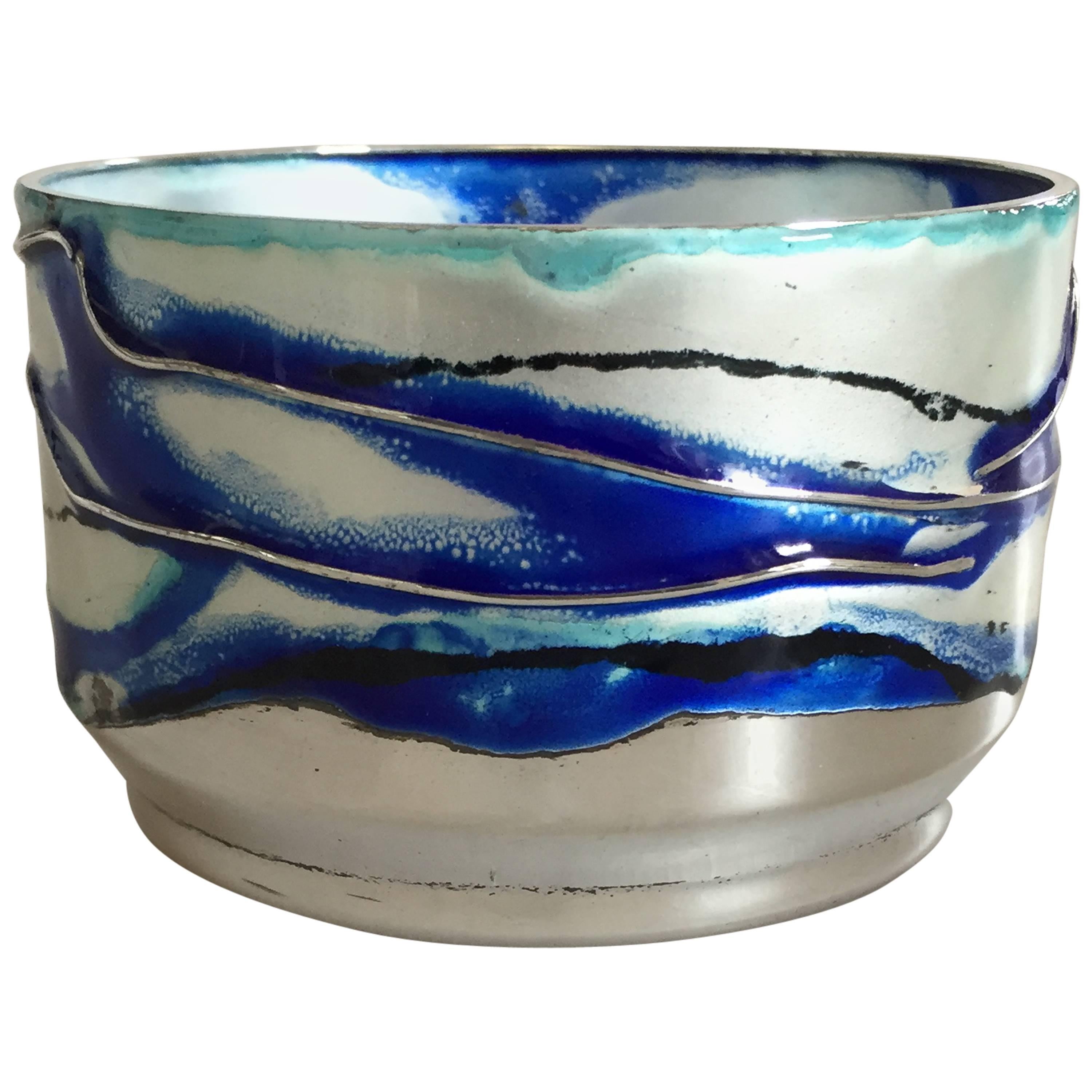 Anton Michelsen Sterling Silver with Enamel Bowl by Inger Hanmann