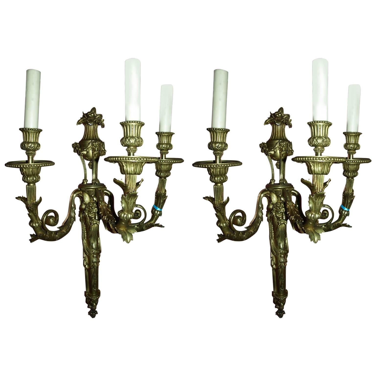 Antique Bronze Sconces For Sale