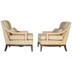 Pair of Upholstered Open-Arm Lounge Chairs