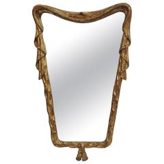 1940s Italian Carved Giltwood Mirror by Borsani