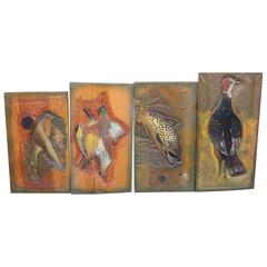 Collection of Four Game and Fish Carvings