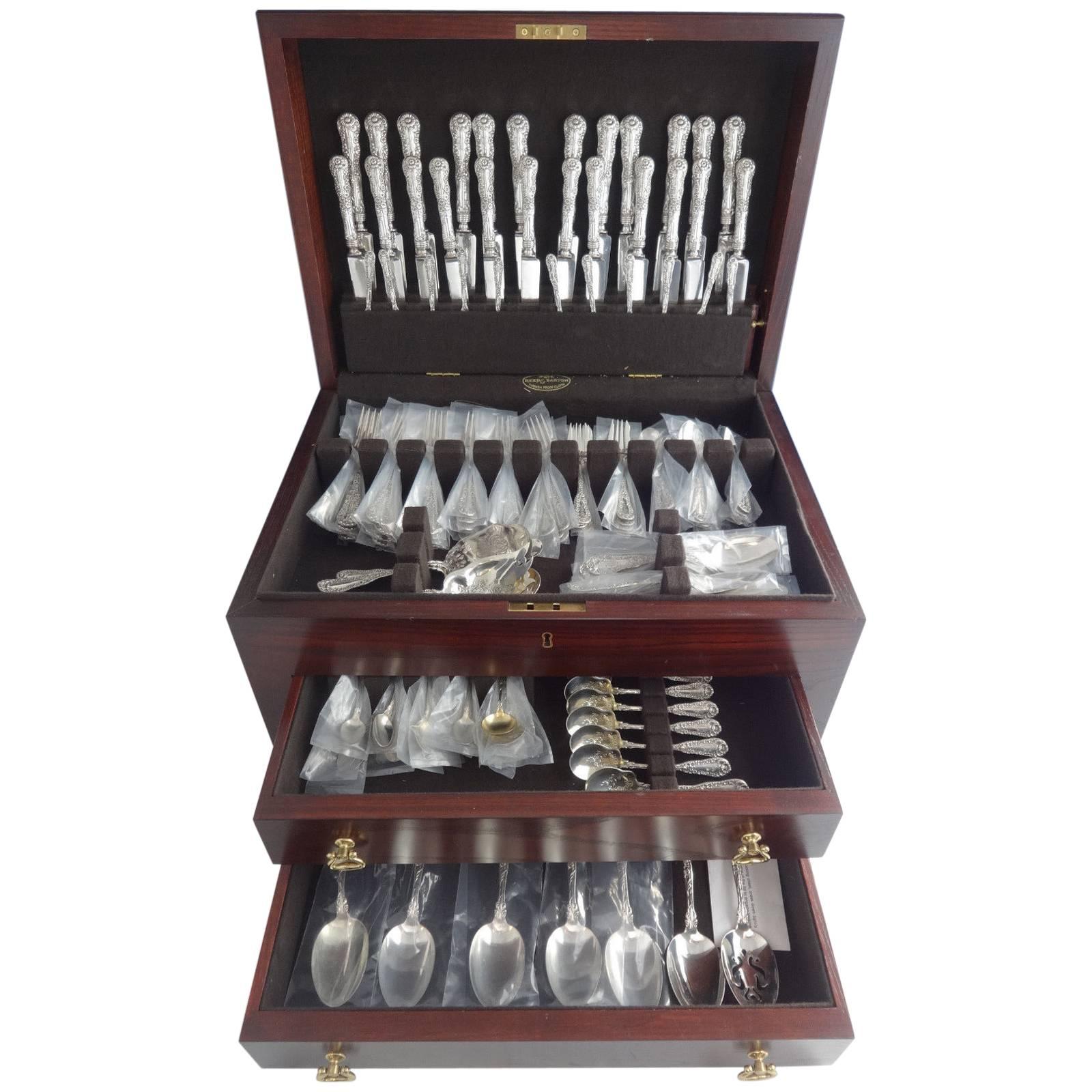 Exceptional monumental Number 10 Ten by Dominick & Haff sterling silver flatware set of 126 pieces. This set includes:

12 dinner knives 9 7/8