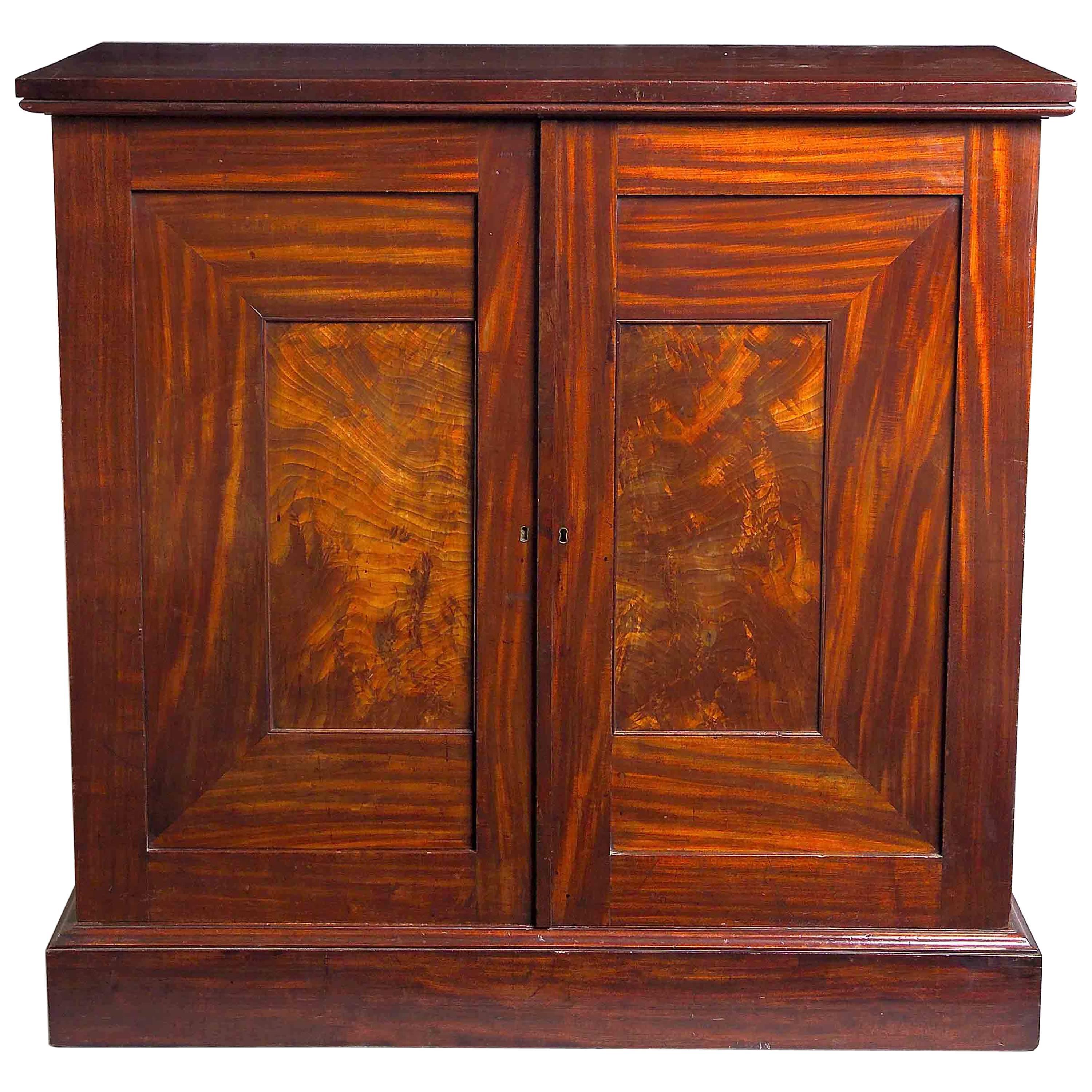 Unusual Regency Mahogany Dwarf Clothes Press For Sale