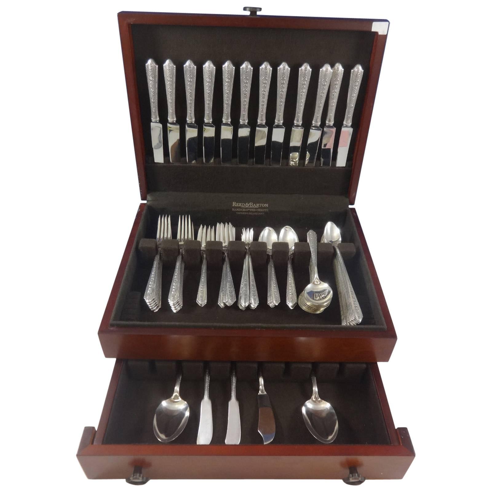 Normandie by Wallace Sterling Silver Flatware Set for 12 Service, 99 Pieces For Sale