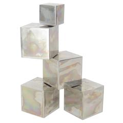 French circa 1970 Kinetic Cube Stainless Steel Sculpture 